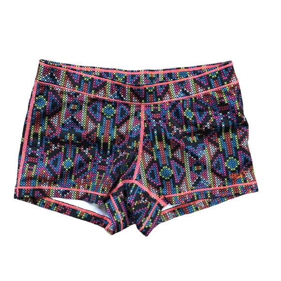 Speedo Endurance Lite Turnz Shorts‎ Women's Medium Geometric Black Multicolor - Picture 1 of 12